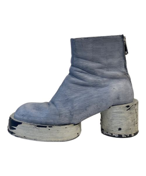 MM6 Maison Margiela（エムエムシックスメゾンマルジェラ）MM6 Maison Margiela (エムエムシックス メゾンマルジェラ) ペイント加工バックジップブーツ スカイブルー サイズ:38の古着・服飾アイテム