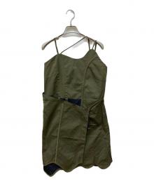 VIAVANDA（ヴィアヴァンダ）の古着「BICOLOR WRAP CAMI DRES」｜カーキ