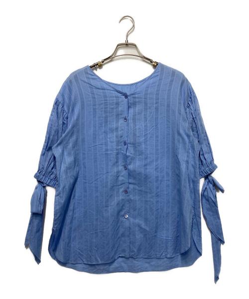 ANAYI（アナイ）ANAYI (アナイ) ミネラルダイリボンスリーブブラウス ブルー サイズ:38の古着・服飾アイテム