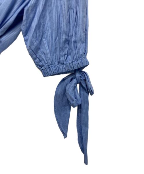 ANAYI（アナイ）ANAYI (アナイ) ミネラルダイリボンスリーブブラウス ブルー サイズ:38の古着・服飾アイテム