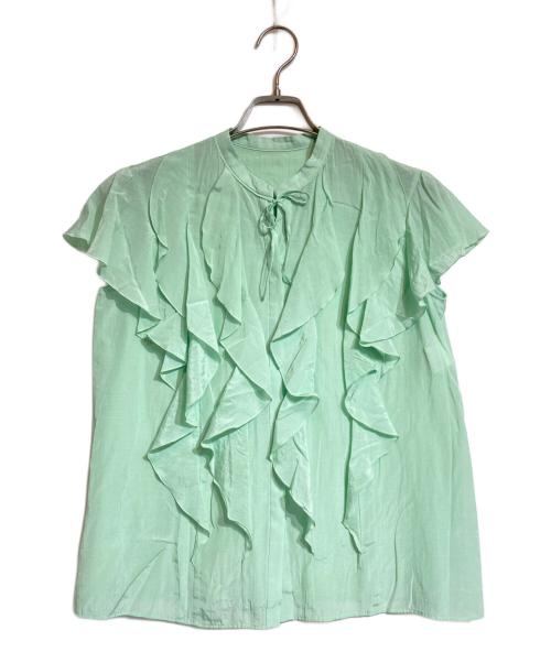 ANAYI（アナイ）ANAYI (アナイ) ライトローンスタンドラッフルブラウス グリーン サイズ:38の古着・服飾アイテム