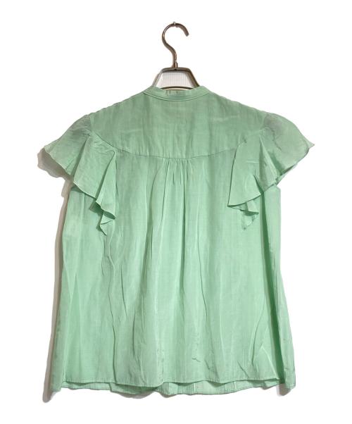 ANAYI（アナイ）ANAYI (アナイ) ライトローンスタンドラッフルブラウス グリーン サイズ:38の古着・服飾アイテム
