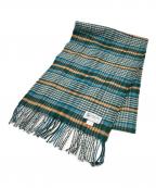 JOHNSTONS OF ELGINジョンストンズオブエルガン）の古着「カシミアチェックマフラー」｜グリーン