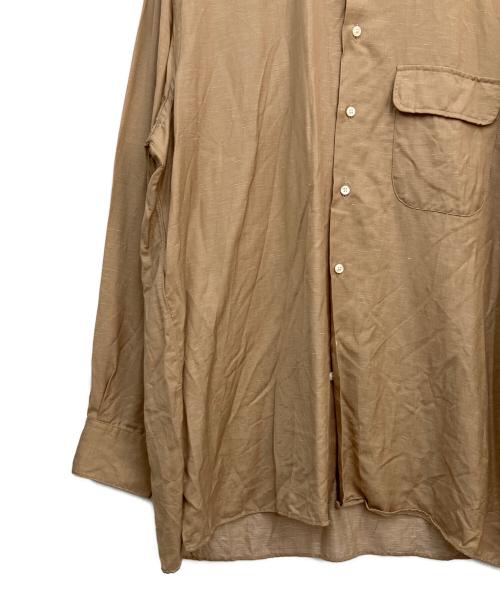 INDIVIDUALIZED SHIRTS（インディビジュアライズドシャツ）INDIVIDUALIZED SHIRTS (インディビジュアライズドシャツ) MAIDENS SHOP (メイデンズショップ) SUPER 130's WOOL LINEN CAMP COLLAR SHIRT ベージュ サイズ:Lの古着・服飾アイテム