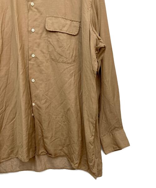INDIVIDUALIZED SHIRTS（インディビジュアライズドシャツ）INDIVIDUALIZED SHIRTS (インディビジュアライズドシャツ) MAIDENS SHOP (メイデンズショップ) SUPER 130's WOOL LINEN CAMP COLLAR SHIRT ベージュ サイズ:Lの古着・服飾アイテム