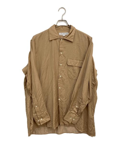 INDIVIDUALIZED SHIRTS（インディビジュアライズドシャツ）INDIVIDUALIZED SHIRTS (インディビジュアライズドシャツ) MAIDENS SHOP (メイデンズショップ) SUPER 130's WOOL LINEN CAMP COLLAR SHIRT ベージュ サイズ:Lの古着・服飾アイテム
