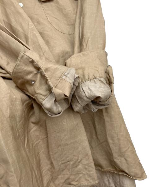 INDIVIDUALIZED SHIRTS（インディビジュアライズドシャツ）INDIVIDUALIZED SHIRTS (インディビジュアライズドシャツ) MAIDENS SHOP (メイデンズショップ) SUPER 130's WOOL LINEN CAMP COLLAR SHIRT ベージュ サイズ:Lの古着・服飾アイテム