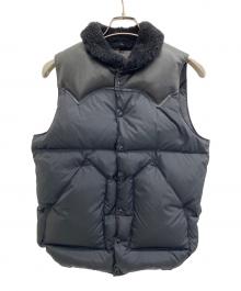 RockyMountainFeatherBed（ロッキーマウンテンフェザーベッド）の古着「ヨークレザー切替レザーダウンベスト」｜ブラック