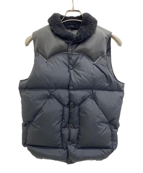 RockyMountainFeatherBed（ロッキーマウンテンフェザーベッド）RockyMountainFeatherBed (ロッキーマウンテンフェザーベッド) ヨークレザー切替レザーダウンベスト ブラック サイズ:36の古着・服飾アイテム