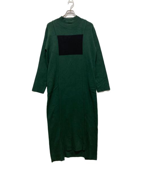 UN3D.（アンスリード）UN3D. (アンスリード) ポイントカラーニットワンピース グリーン サイズ:38の古着・服飾アイテム