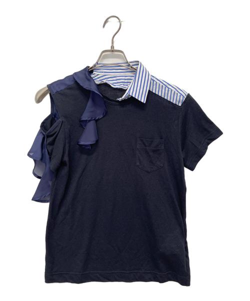 sacai（サカイ）sacai (サカイ) シャツドッキングラッフルフリルTシャツ ネイビー サイズ:1の古着・服飾アイテム