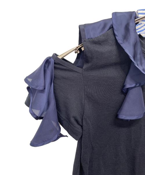 sacai（サカイ）sacai (サカイ) シャツドッキングラッフルフリルTシャツ ネイビー サイズ:1の古着・服飾アイテム