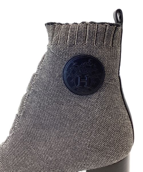 HERMES（エルメス）HERMES (エルメス) アンクルニットブーツ グレー サイズ:35の古着・服飾アイテム