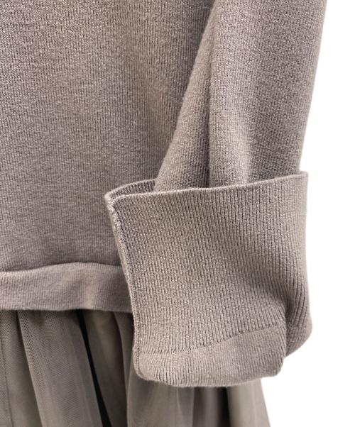 23区（ニジュウサンク）23区 (ニジュウサンク) チュールコンビワンピース ブラウン サイズ:38の古着・服飾アイテム