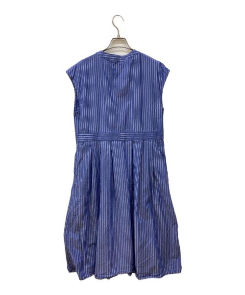 GRANDMA MAMA DAUGHTER（グランマママドーター）GRANDMA MAMA DAUGHTER (グランマママドーター) ストライプフレンチスリーブタックワンピース ブルー サイズ:1の古着・服飾アイテム