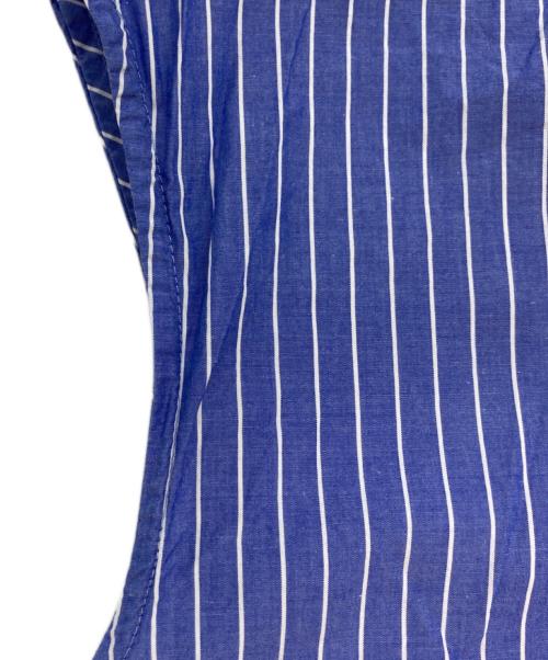 GRANDMA MAMA DAUGHTER（グランマママドーター）GRANDMA MAMA DAUGHTER (グランマママドーター) ストライプフレンチスリーブタックワンピース ブルー サイズ:1の古着・服飾アイテム