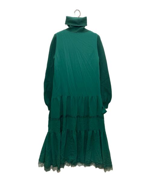 N°21（ヌメロヴェントゥーノ）N°21 (ヌメロヴェントゥーロ) レイヤードワンピース グリーン サイズ:38の古着・服飾アイテム