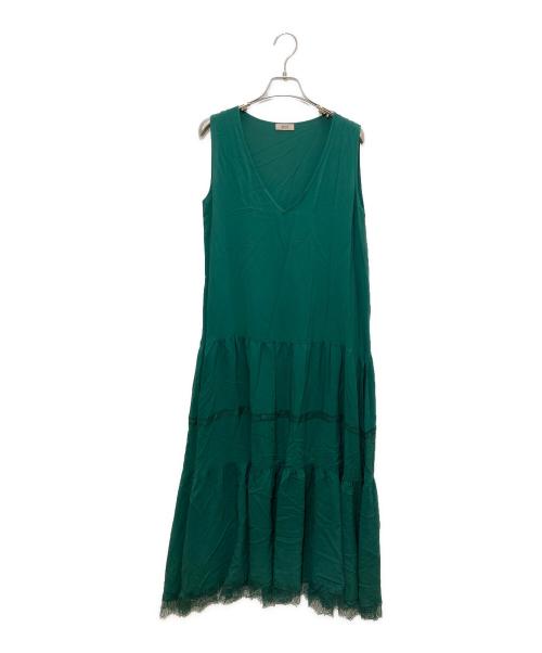 N°21（ヌメロヴェントゥーノ）N°21 (ヌメロヴェントゥーロ) レイヤードワンピース グリーン サイズ:38の古着・服飾アイテム