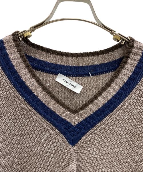 GRAN SASSO（グランサッソ）GRAN SASSO (グランサッソ) クリケットニット ブラウン×ネイビー サイズ:SIZE 48の古着・服飾アイテム