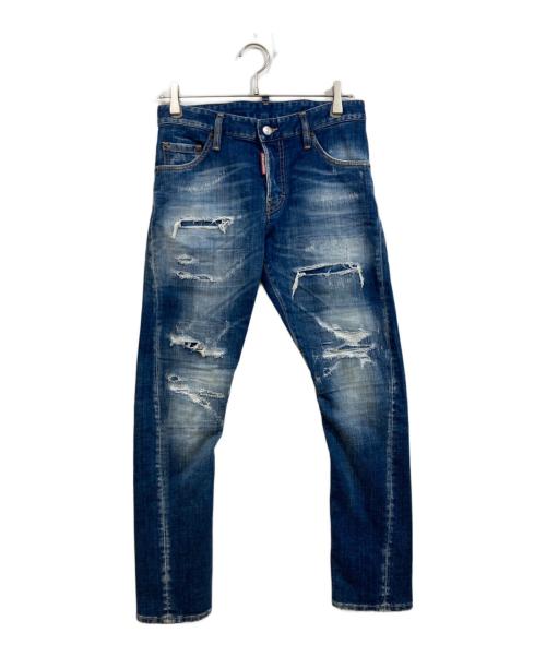 DSQUARED2（ディースクエアード）DSQUARED2 (ディースクエアード) ダメージスキニージーンズ ブルー サイズ:42の古着・服飾アイテム
