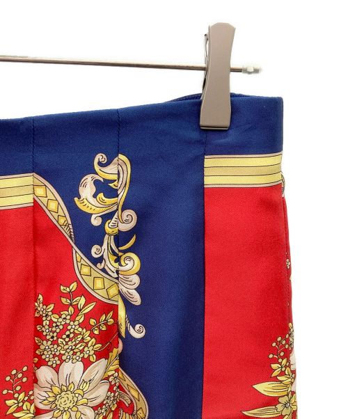 GUCCI（グッチ）GUCCI (グッチ) スカーフ柄 シルク プリーツスカート ネイビー サイズ:44の古着・服飾アイテム
