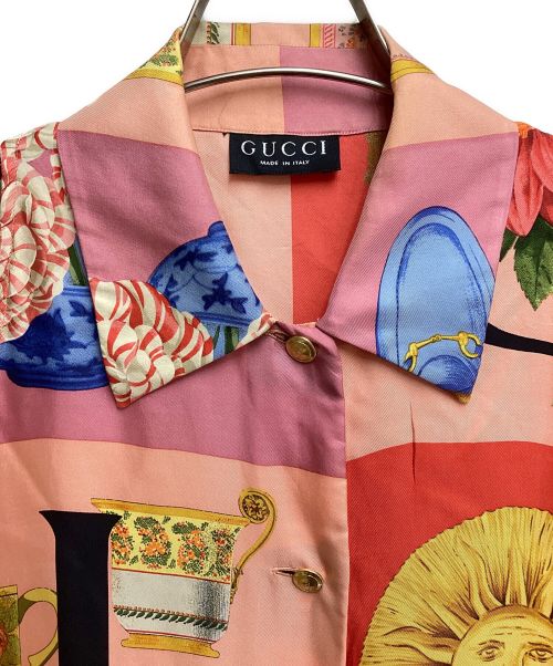 GUCCI（グッチ）GUCCI (グッチ) ノースリーブシルクシャツ ピンク サイズ:40の古着・服飾アイテム