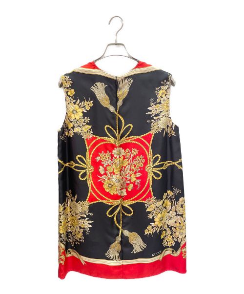 GUCCI（グッチ）GUCCI (グッチ) スカーフ柄 ノースリーブワンピース ブラック サイズ:42の古着・服飾アイテム