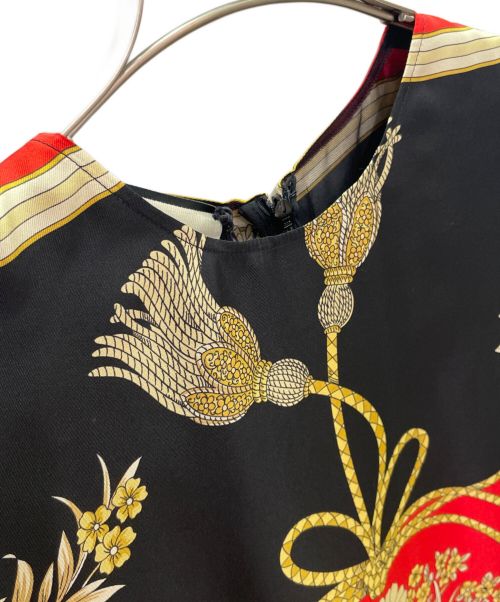 GUCCI（グッチ）GUCCI (グッチ) スカーフ柄 ノースリーブワンピース ブラック サイズ:42の古着・服飾アイテム