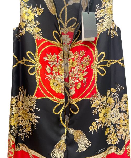 GUCCI（グッチ）GUCCI (グッチ) スカーフ柄 ノースリーブワンピース ブラック サイズ:42の古着・服飾アイテム