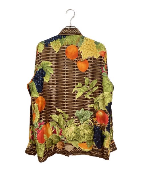 GUCCI（グッチ）GUCCI (グッチ) フルーツ総柄シルクシャツ ブラウン サイズ:40の古着・服飾アイテム