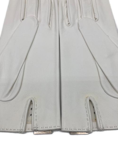 HERMES（エルメス）HERMES (エルメス) レザーグローブ ホワイト サイズ:SIZE 7 1/2の古着・服飾アイテム