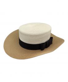 GUCCI（グッチ）の古着「ペーパーワイドブリムハット」｜ベージュ×ホワイト