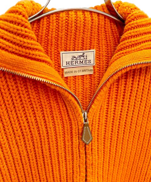 HERMES（エルメス）HERMES (エルメス) カシミヤ ドライバーズニット オレンジ サイズ:XLの古着・服飾アイテム