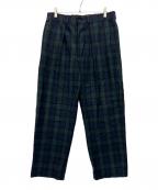 TOMORROW LAND×BERNARD ZINSトゥモローランド×ベルナール ザンス）の古着「AMIRAL コットンツイル ワイドトラウザーズ」｜ネイビー×グリーン