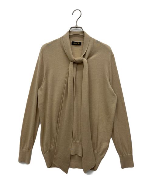 DRAWER（ドゥロワー）DRAWER (ドゥロワー) シルクカシミヤボウタイニット ベージュ サイズ:-の古着・服飾アイテム
