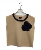 LANVIN COLLECTIONランバンコレクション）の古着「ローズモチーフニット」｜ベージュ