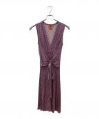 TORY BURCHトリーバーチ）の古着「総柄シルクワンピース」｜パープル