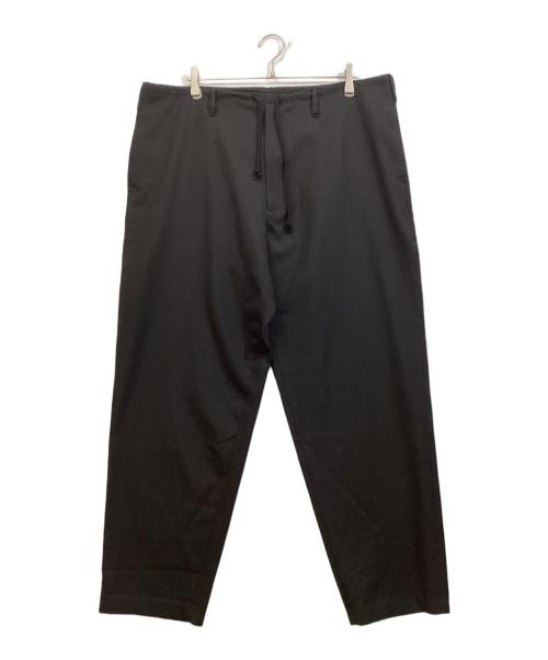 GROUND Y（グラウンドワイ）GROUND Y (グラウンドワイ) WOOL/POLYESTER GABARDINE DRAWSTRING PANTS ブラック サイズ:3の古着・服飾アイテム