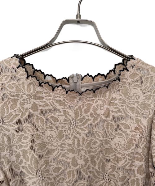 LANVIN en Bleu（ランバンオンブルー）LANVIN en Bleu (ランバンオンブルー) スカラップレースワンピース ベージュ サイズ:38の古着・服飾アイテム