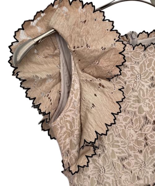 LANVIN en Bleu（ランバンオンブルー）LANVIN en Bleu (ランバンオンブルー) スカラップレースワンピース ベージュ サイズ:38の古着・服飾アイテム