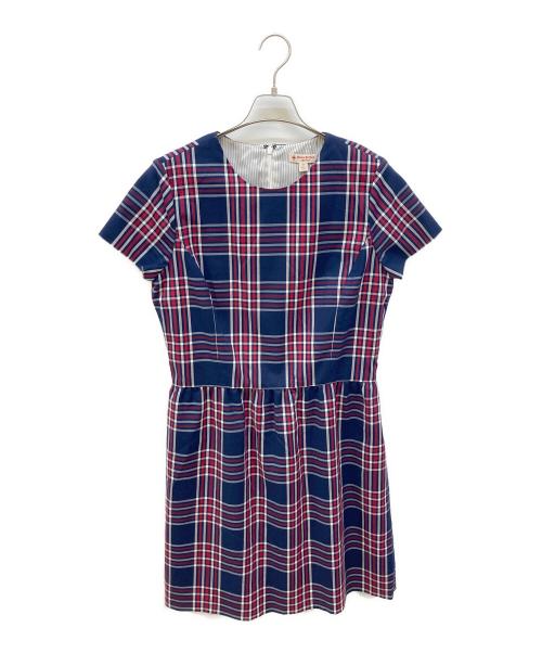 BROOKS BROTHERS（ブルックスブラザーズ）BROOKS BROTHERS (ブルックスブラザーズ) チェックウエスト切替ワンピース ネイビー サイズ:Lの古着・服飾アイテム