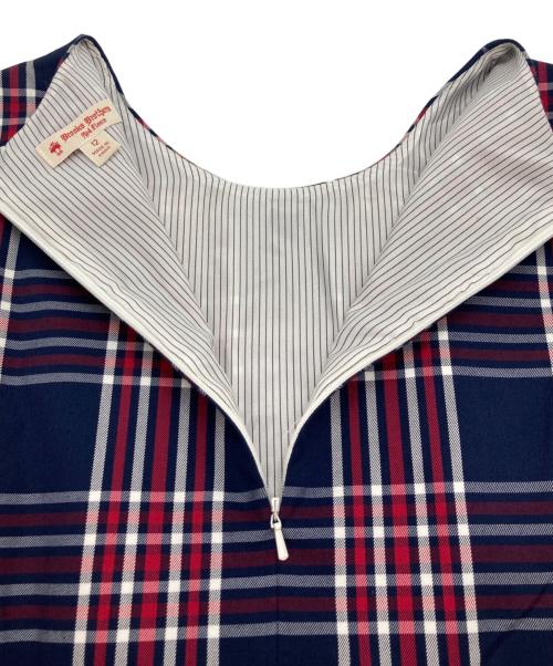 BROOKS BROTHERS（ブルックスブラザーズ）BROOKS BROTHERS (ブルックスブラザーズ) チェックウエスト切替ワンピース ネイビー サイズ:Lの古着・服飾アイテム