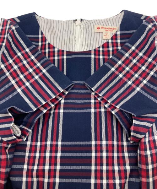 BROOKS BROTHERS（ブルックスブラザーズ）BROOKS BROTHERS (ブルックスブラザーズ) チェックウエスト切替ワンピース ネイビー サイズ:Lの古着・服飾アイテム