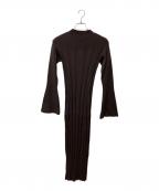 anuansアニュアンス）の古着「ランダムリブニットタイトワンピース」｜ブラウン