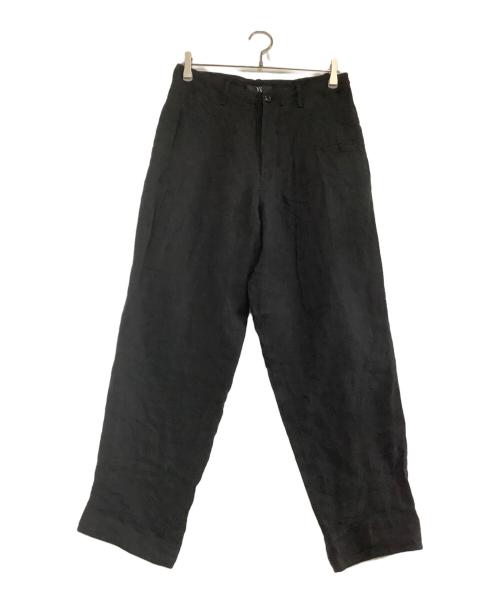 Y's（ワイズ）Y's (ワイズ) 裾切替 ワイド テーパード リネン パンツ ブラック サイズ:2の古着・服飾アイテム