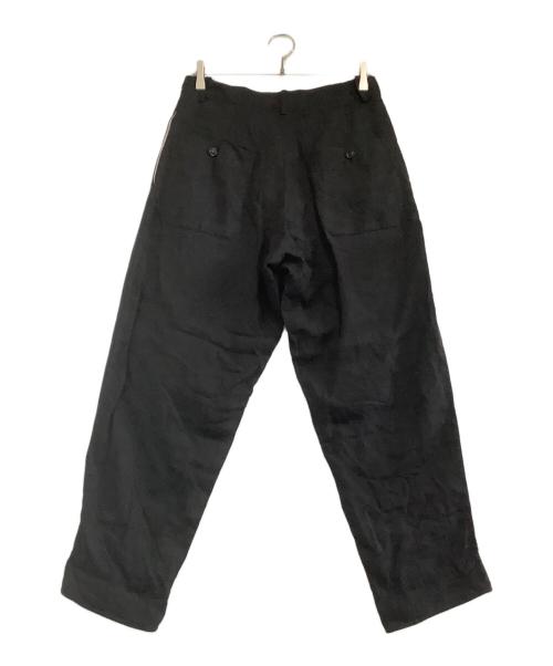 Y's（ワイズ）Y's (ワイズ) 裾切替 ワイド テーパード リネン パンツ ブラック サイズ:2の古着・服飾アイテム