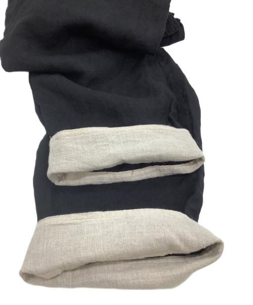 Y's（ワイズ）Y's (ワイズ) 裾切替 ワイド テーパード リネン パンツ ブラック サイズ:2の古着・服飾アイテム