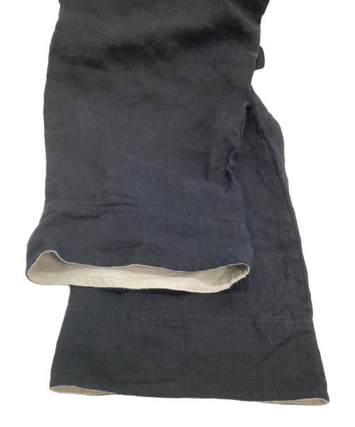 Y's（ワイズ）Y's (ワイズ) 裾切替 ワイド テーパード リネン パンツ ブラック サイズ:2の古着・服飾アイテム