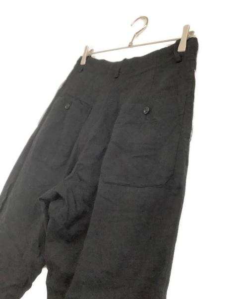 Y's（ワイズ）Y's (ワイズ) 裾切替 ワイド テーパード リネン パンツ ブラック サイズ:2の古着・服飾アイテム