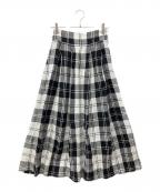 O'NEIL OF DUBLINオニールオブダブリン）の古着「リネンスカート」｜ホワイト×ブラック